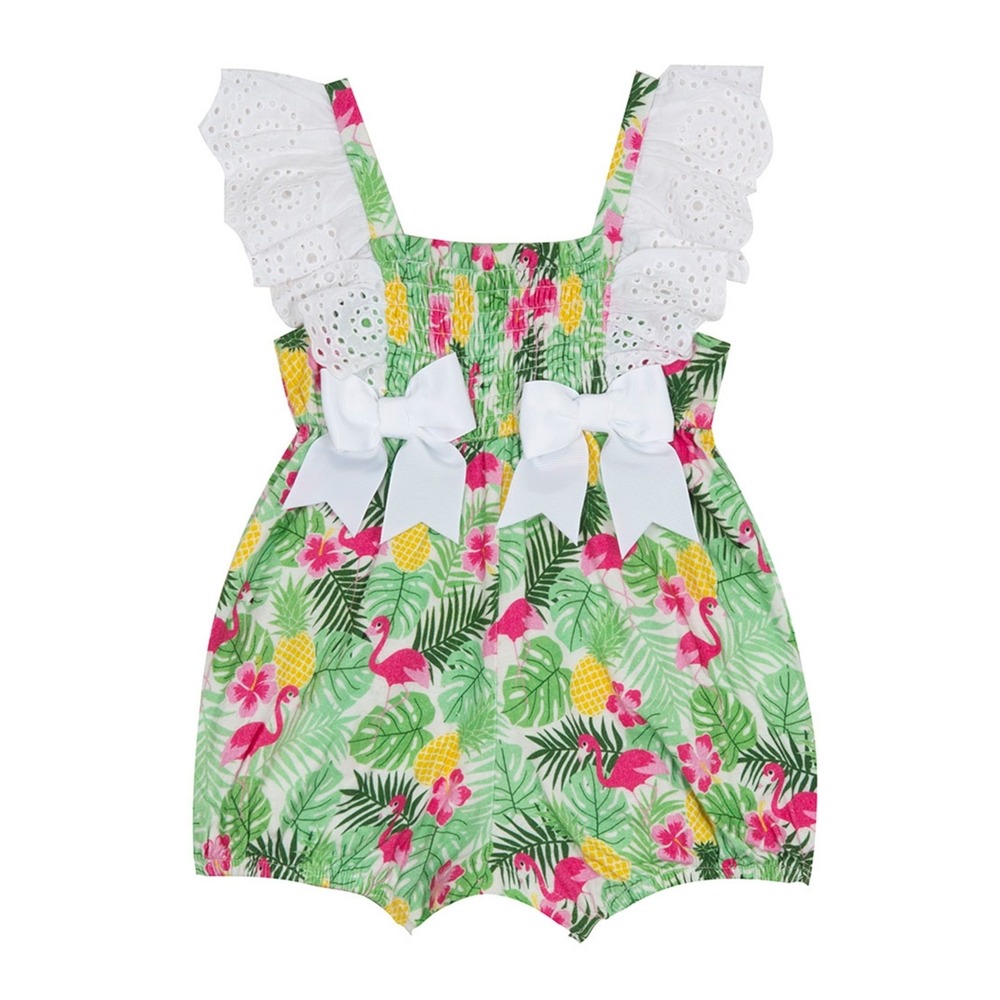 Rare Editions Baby Girls‎ Knit Bubble Romper with Eyelet Flutter Sleeves - 6-9M
